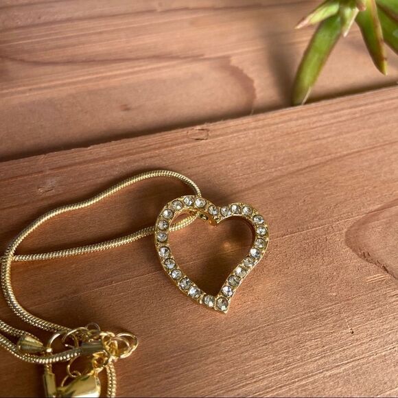 Gold Filled Open Heart Swarovski Crystals Necklace - Picture 4 of 7